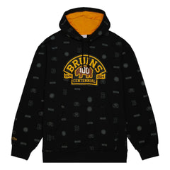 Boston Bruins Mitchell & Ness 100th Anniversary Allover Print Pullover Hoodie Black