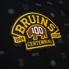 Boston Bruins Mitchell & Ness 100th Anniversary Allover Print Pullover Hoodie Black