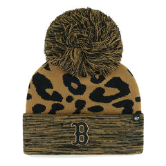 Boston Red Sox '47 Women's Leopard Rosette Cuffed Knit Hat with Pom for sale
