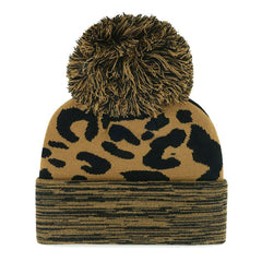 Athletics '47 Women's Leopard Rosette Cuffed Knit Hat with Pom On Sale