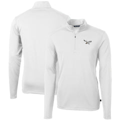 Philadelphia Eagles Cutter & Buck Gridiron Classics Big & Tall Virtue Eco Pique Recycled Quarter-Zip Pullover Top White - NFL