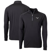 Philadelphia Eagles Cutter & Buck Gridiron Classics Big & Tall Adapt Eco Knit Stretch Recycled Quarter-Zip Pullover Top Black - NFL