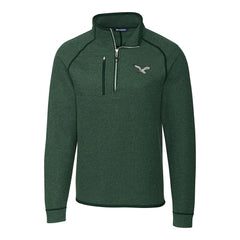 Philadelphia Eagles Cutter & Buck Gridiron Classics Big & Tall Mainsail Sweater-Knit Half-Zip Pullover Jacket Heather Green - NFL