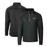 Philadelphia Eagles Cutter & Buck Gridiron Classics Big & Tall Mainsail Sweater-Knit Half-Zip Pullover Jacket Heather Gray - NFL
