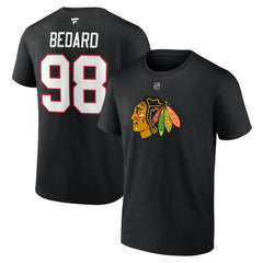 Connor Bedard Chicago Blackhawks Fanatics Authentic Stack Name & Number T-Shirt Black