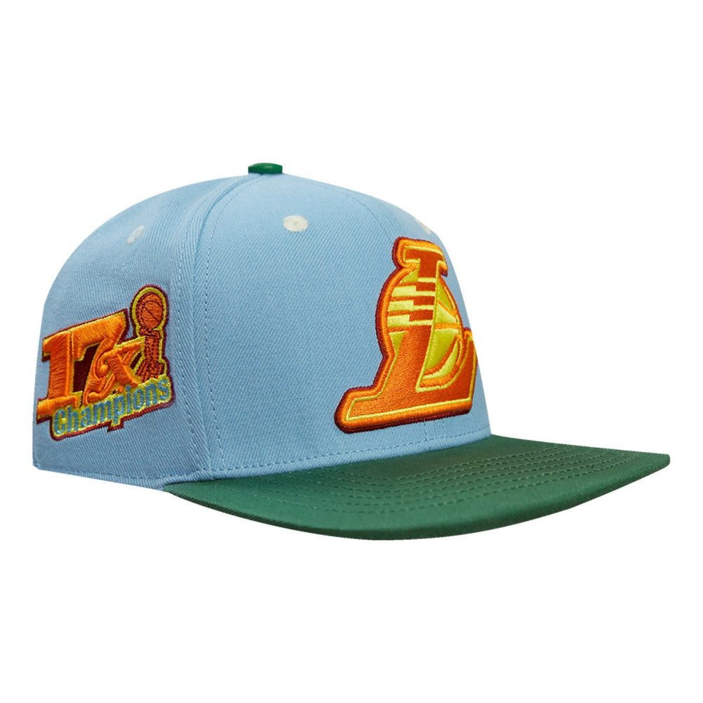 NBA - Los Angeles Lakers Pro Standard Retro Program 2-Tone Snapback Hat - Light Blue/Green