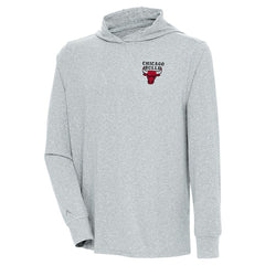 NBA - Chicago Bulls Antigua Saga Long Sleeve Hoodie T-Shirt - Heather Gray