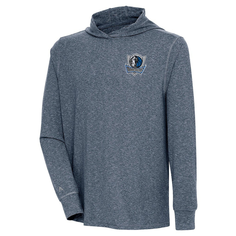 NBA - Dallas Mavericks Antigua Saga Long Sleeve Hoodie T-Shirt - Heather Navy