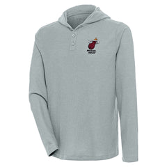 NBA - Miami Heat Antigua Strong Hold Long Sleeve Henley Hoodie T-Shirt - Gray