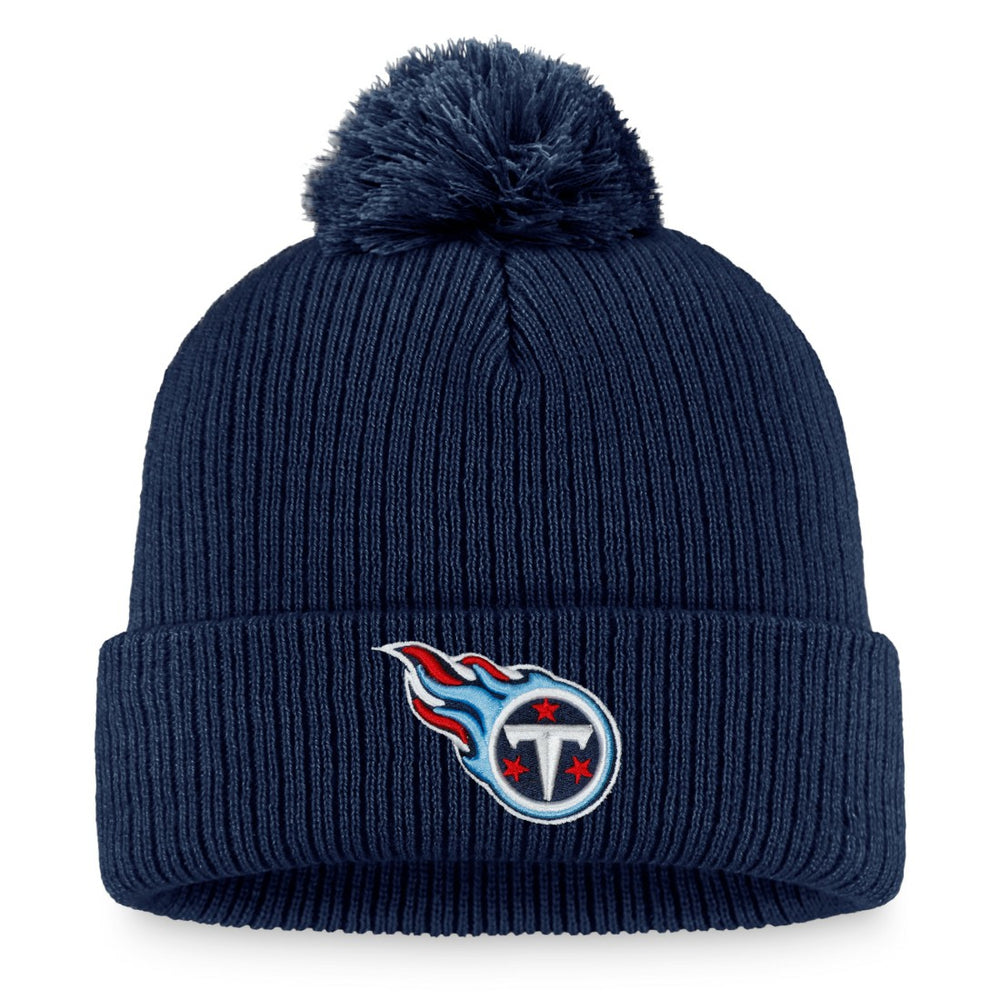 Tennessee Titans Women's Logo Cuffed Knit Hat with Pom Navy - Fanatics