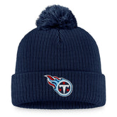 Tennessee Titans Women's Logo Cuffed Knit Hat with Pom Navy - Fanatics