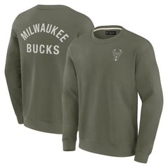 Fanatics - Milwaukee Bucks Unisex Elements Super Soft Fleece Pullover Sweatshirt - Olive