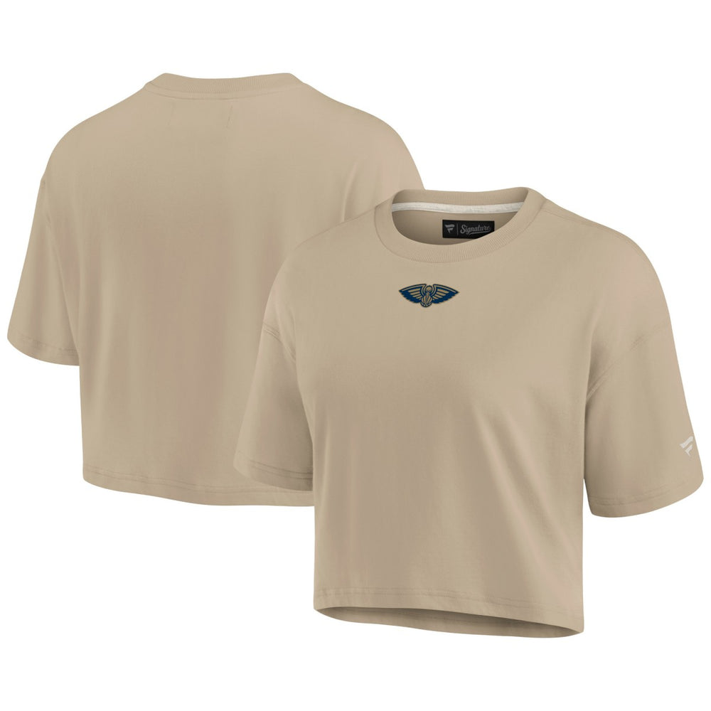 Fanatics - New Orleans Pelicans Women's Elements Super Soft Boxy Cropped T-Shirt - Khaki