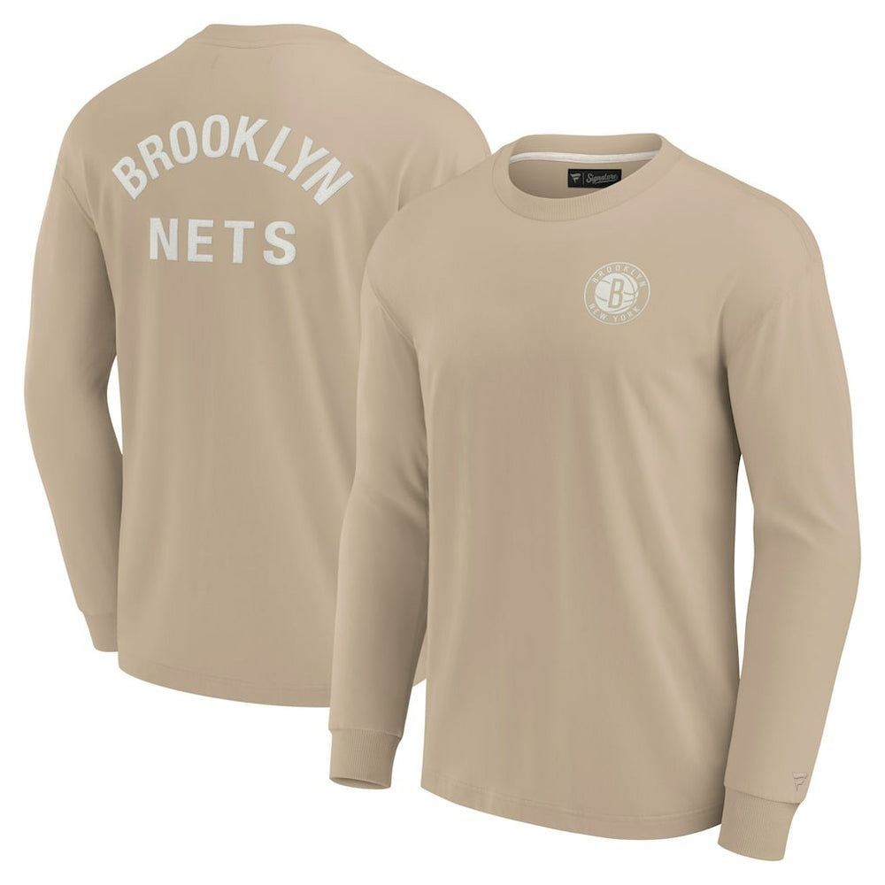 Fanatics - Brooklyn Nets Unisex Elements Super Soft Long Sleeve T-Shirt - Khaki