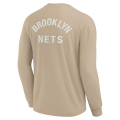 Fanatics - Brooklyn Nets Unisex Elements Super Soft Long Sleeve T-Shirt - Khaki