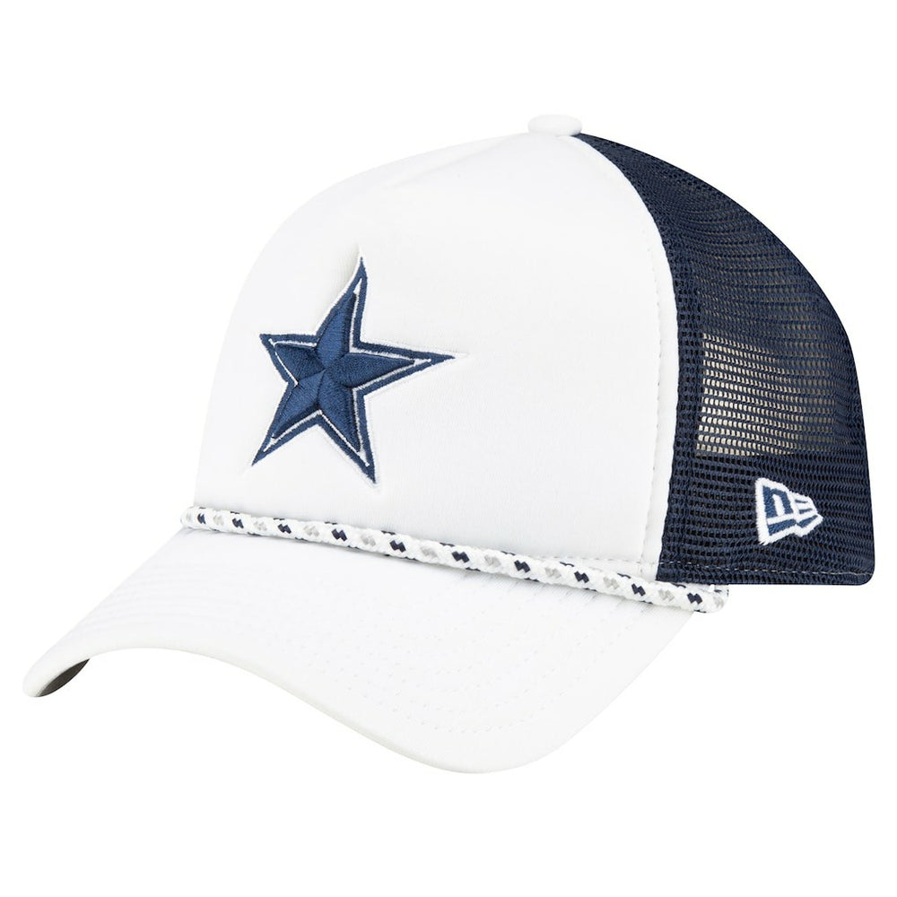 Dallas Cowboys New Era Court Sport Foam Front A-Frame 9FORTY Adjustable Trucker Hat White/Navy - NFL
