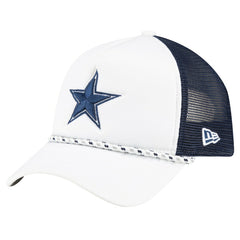 Dallas Cowboys New Era Court Sport Foam Front A-Frame 9FORTY Adjustable Trucker Hat White/Navy - NFL