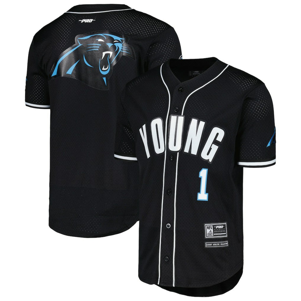 Bryce Young Carolina Panthers Pro Standard Mesh Baseball Button-Up T-Shirt Black - NFL