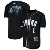 Bryce Young Carolina Panthers Pro Standard Mesh Baseball Button-Up T-Shirt Black - NFL