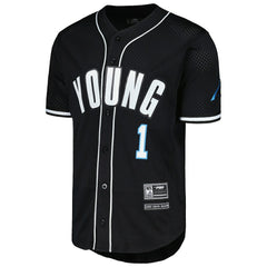Bryce Young Carolina Panthers Pro Standard Mesh Baseball Button-Up T-Shirt Black - NFL