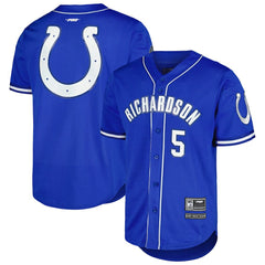 Anthony Richardson Indianapolis Colts Pro Standard Mesh Baseball Button-Up T-Shirt Royal - NFL