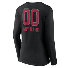 Arizona Cardinals Women's Personalized Name & Number Team Wordmark Long Sleeve V-Neck T-Shirt Black - NFL