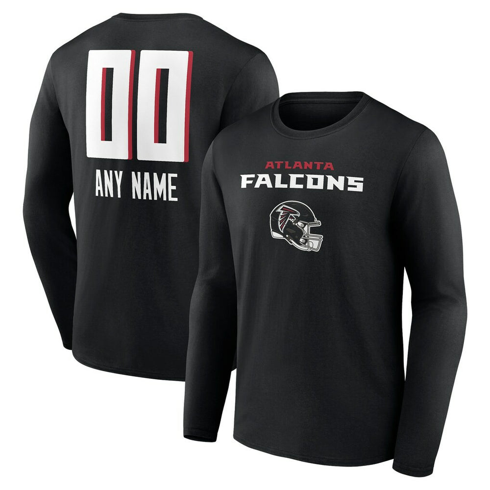 Atlanta Falcons Personalized Name & Number Team Wordmark Long Sleeve T-Shirt Black - NFL