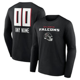 Atlanta Falcons Personalized Name & Number Team Wordmark Long Sleeve T-Shirt Black - NFL