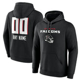 Atlanta Falcons Personalized Name & Number Team Wordmark Pullover Hoodie Black - NFL