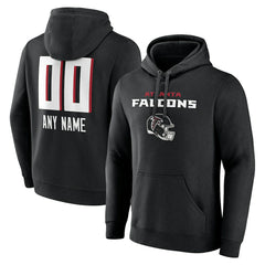 Atlanta Falcons Personalized Name & Number Team Wordmark Pullover Hoodie Black - NFL