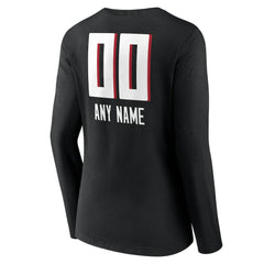 Atlanta Falcons Women's Personalized Name & Number Team Wordmark Long Sleeve V-Neck T-Shirt Black - NFL