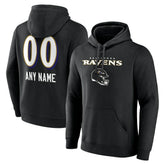 Baltimore Ravens Personalized Name & Number Team Wordmark Pullover Hoodie Black - NFL