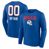 Buffalo Bills Personalized Name & Number Team Wordmark Long Sleeve T-Shirt Royal - NFL
