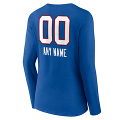 Buffalo Bills Women's Personalized Name & Number Team Wordmark Long Sleeve V-Neck T-Shirt Royal - NFL