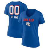 Buffalo Bills Women's Personalized Name & Number Team Wordmark V-Neck T-Shirt Royal - NFL