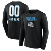Carolina Panthers Personalized Name & Number Team Wordmark Long Sleeve T-Shirt Black - NFL
