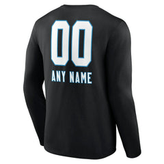 Carolina Panthers Personalized Name & Number Team Wordmark Long Sleeve T-Shirt Black - NFL