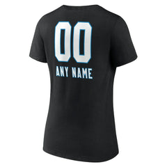 Carolina Panthers Women's Personalized Name & Number Team Wordmark V-Neck T-Shirt Black - NFL