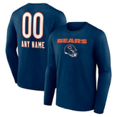 Chicago Bears Personalized Name & Number Team Wordmark Long Sleeve T-Shirt Navy - NFL