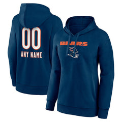 Chicago Bears Women's Personalized Name & Number Team Wordmark Pullover Hoodie Navy - NFL