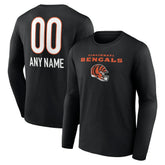 Cincinnati Bengals Personalized Name & Number Team Wordmark Long Sleeve T-Shirt Black - NFL