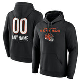 Cincinnati Bengals Personalized Name & Number Team Wordmark Pullover Hoodie Black - NFL