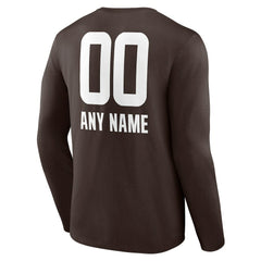 Cleveland Browns Personalized Name & Number Team Wordmark Long Sleeve T-Shirt Brown - NFL