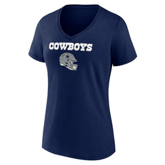 Dallas Cowboys Women's Personalized Name & Number Team Wordmark V-Neck T-Shirt Navy - NFL