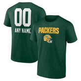 Green Bay Packers Personalized Name & Number Team Wordmark T-Shirt Green - NFL
