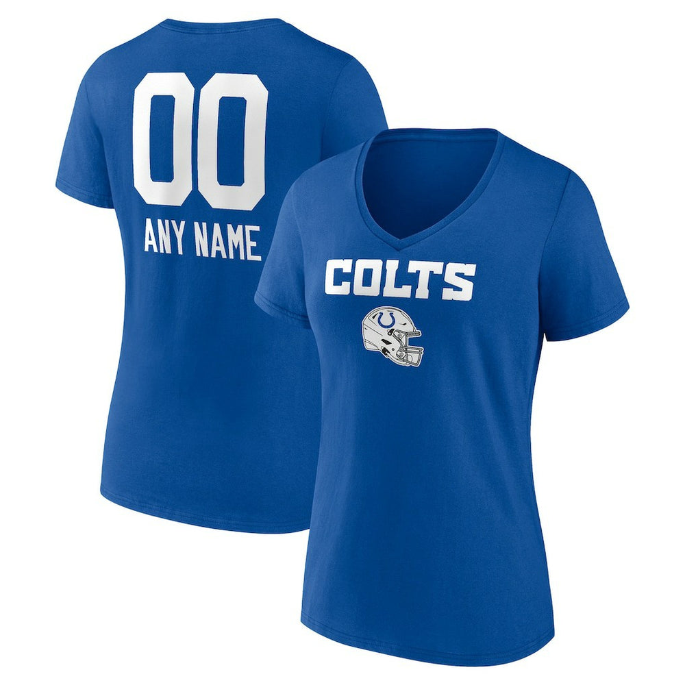 Indianapolis Colts Women's Personalized Name & Number Team Wordmark V-Neck T-Shirt Royal - NFL