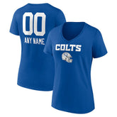 Indianapolis Colts Women's Personalized Name & Number Team Wordmark V-Neck T-Shirt Royal - NFL