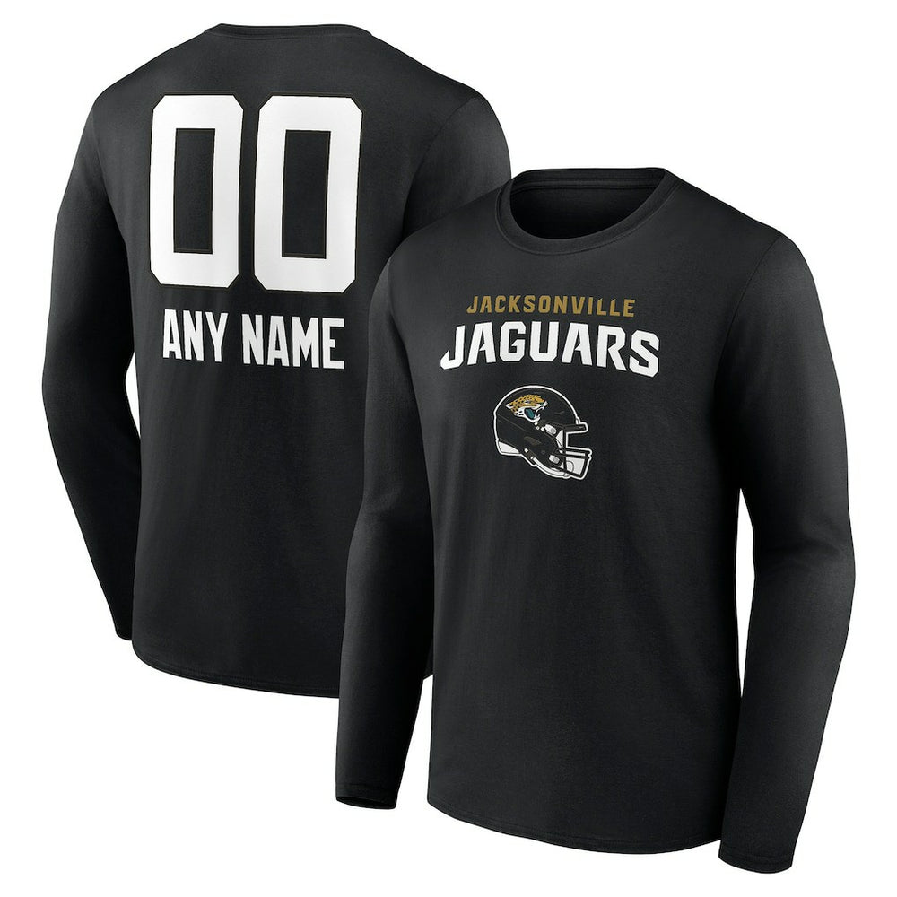 Jacksonville Jaguars Personalized Name & Number Team Wordmark Long Sleeve T-Shirt Black - NFL