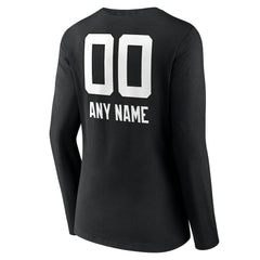 Jacksonville Jaguars Women's Personalized Name & Number Team Wordmark Long Sleeve V-Neck T-Shirt Black - NFL