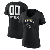 Jacksonville Jaguars Women's Personalized Name & Number Team Wordmark V-Neck T-Shirt Black - NFL